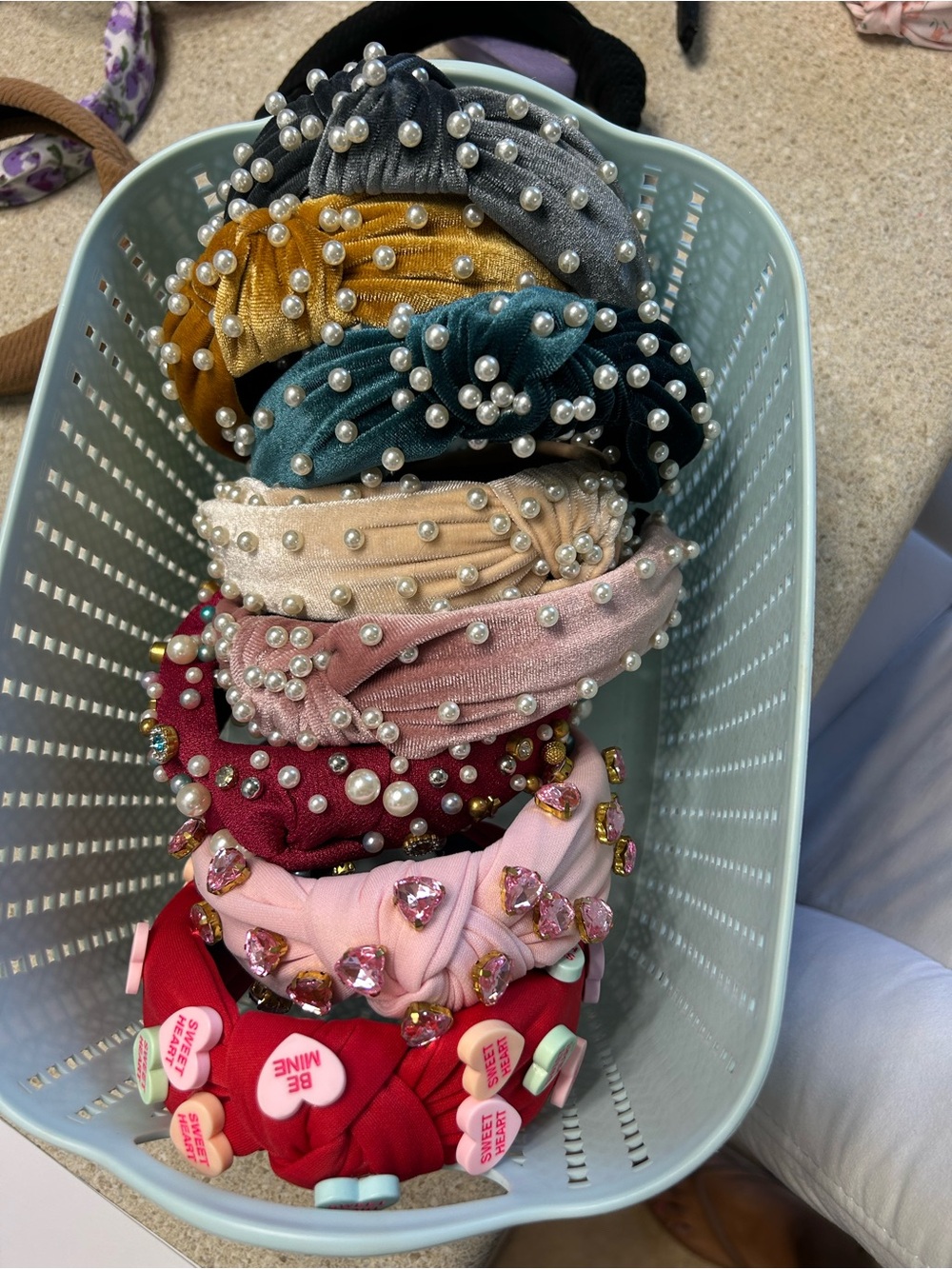 Pearl & Jeweled Velvet Knot Headband Set - 20!